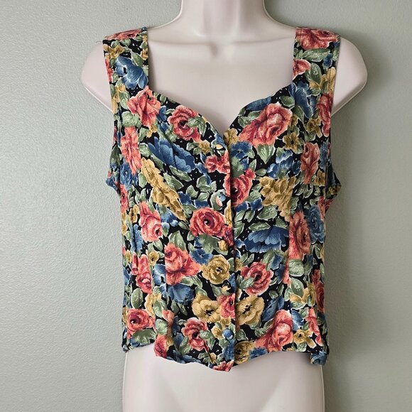 Vintage Rampage Floral Button Up Corset Tank Blouse - Picture 1 of 7